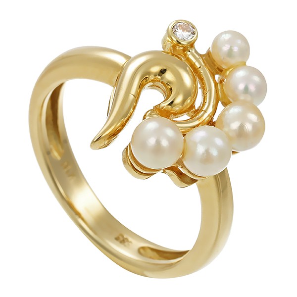 Ring, 14K, Gelbgold, Perle, Brillant Detailbild #1
