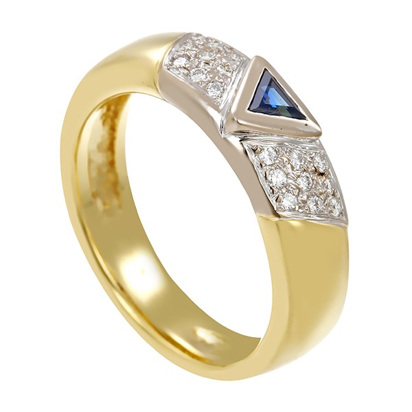 Ring, 14K, Gelb-/Weißgold, Saphir, Brillanten Detailbild #1