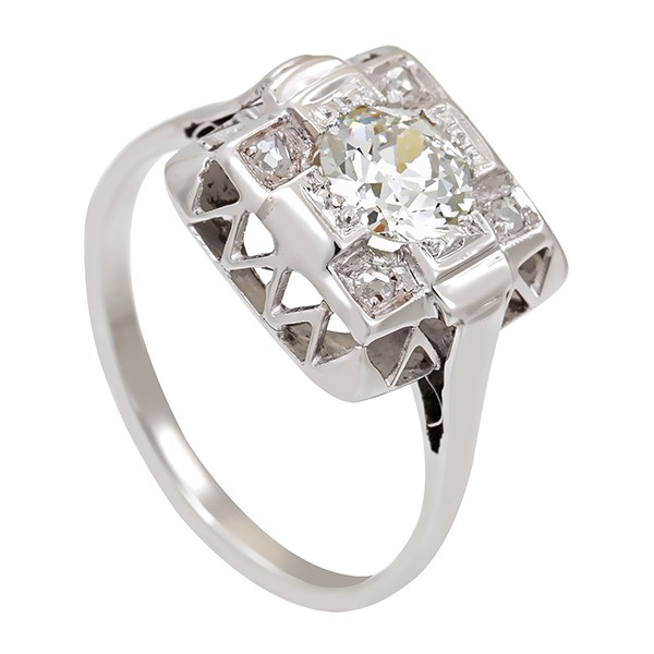 Diamantring, 14K, Weißgold, Diamant 0,75 ct, Diamantrosen Detailbild #1
