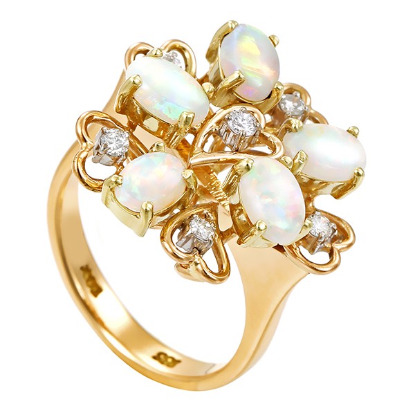 Ring, 14k, Gelbgold, Opal, Brillant Detailbild #1