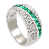 Ring, 14K, Weißgold, Smaragde, Brillanten Detailbild #1
