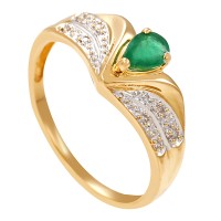 Ring, 18k, Gelb-/Weißgold, Diamant, Smaragd Detailbild #1