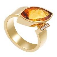 Ring, 18K, Gelbgold, Citrin, Brillant Detailbild #1