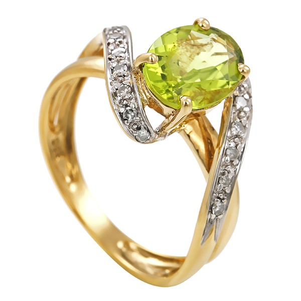 Ring, 14K, Gelb-/Weißgold, Peridot, Diamanten Detailbild #1