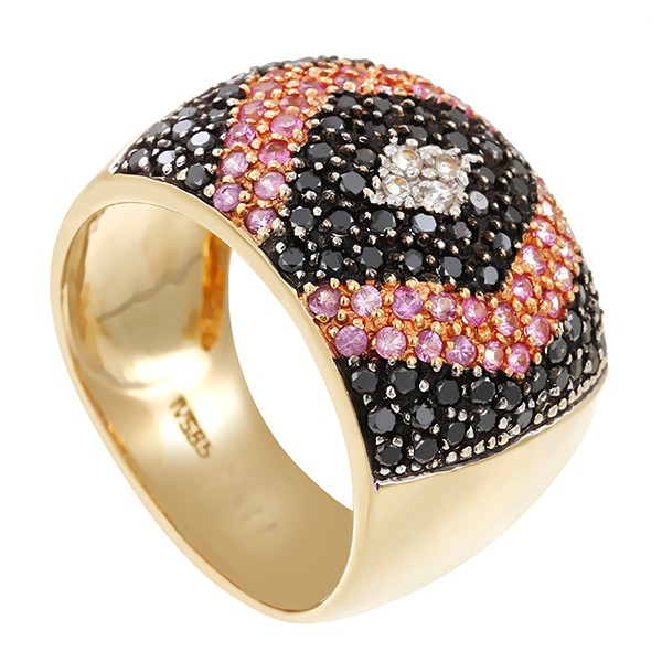 Ring, 14K, Gelbgold, Diamant, Saphir, Zirkonia Detailbild #1