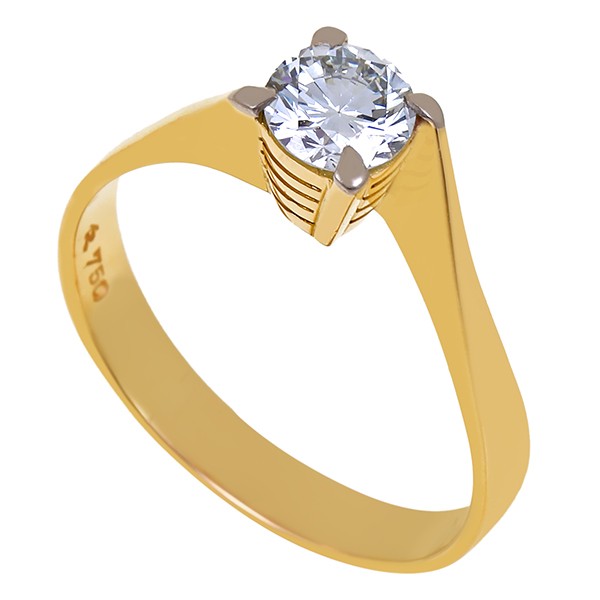 Diamantring, 18K, Gelb-/Weißgold, Brillant ca. 0,77 ct. Detailbild #1