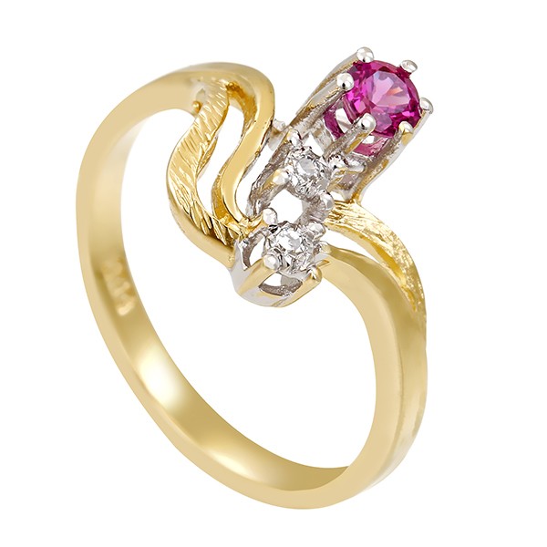 Ring, 14K, Gelb-/Weißgold, Rubin, Diamanten Detailbild #1