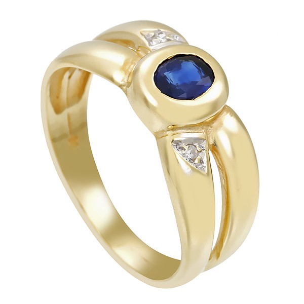 Ring, 14K, Gelbgold, Saphir, Diamanten Detailbild #1