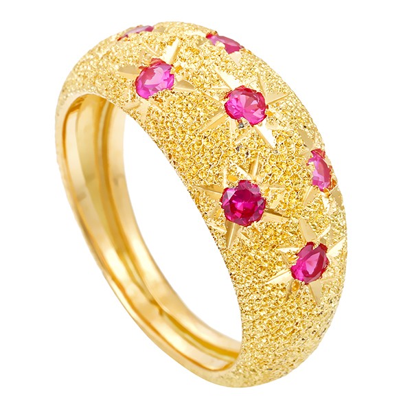 Ring, 18k, Gelbgold, synthetische Rubine Detailbild #1