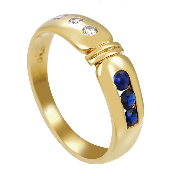 Ring, 18K, Gelbgold, Brillanten, Saphire Detailbild #1