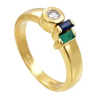 Ring, 14k, Gelbgold, Brillant, Saphir, Smaragd Detailbild #1