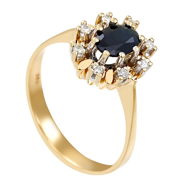 Ring, 14K, Gelb-/Weißgold, Saphir, Diamanten Detailbild #1