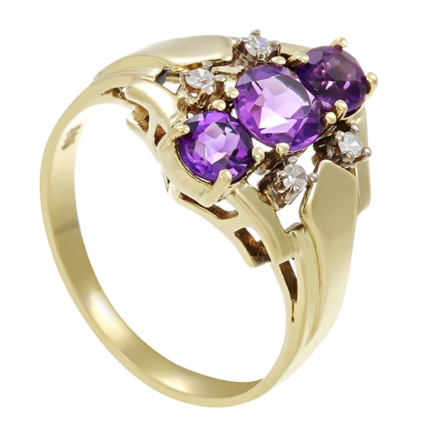 Ring, 14K, Gelb-/Weißgold, Amethyst, Diamant, Detailbild #1
