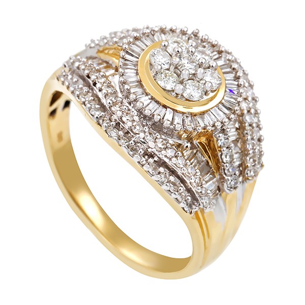 Ring, 14K, Gelbgold, Weißgold, Brillanten, Diamanten Detailbild #1
