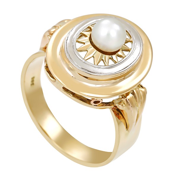 Ring, 14K, Gelb-/Weißgold, Perle Detailbild #1