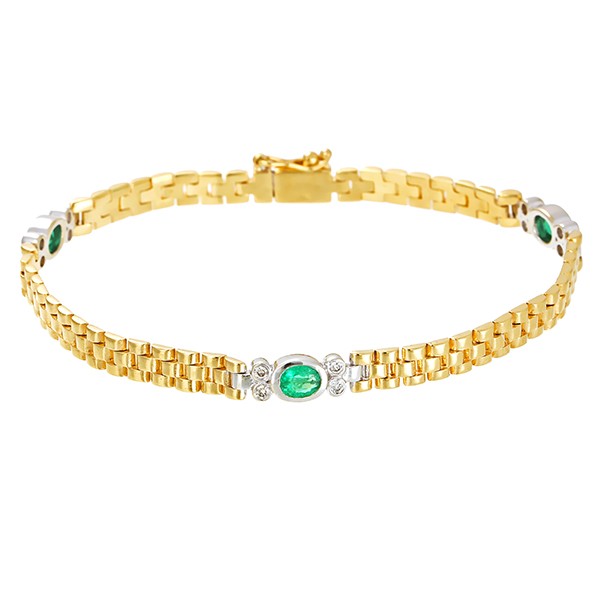 Armband, 14K, Gelb-/Weißgold, Brillant, Smaragd Detailbild #1