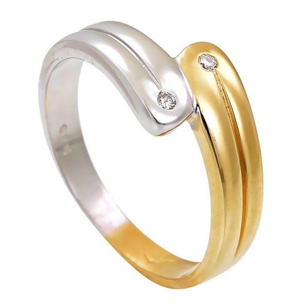 Ring, 14k, Gelbgold-/Weißgold, Brillanten Detailbild #1