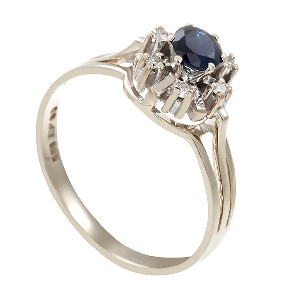 Ring, 14K, Weißgold, Saphir, Diamanten Detailbild #1