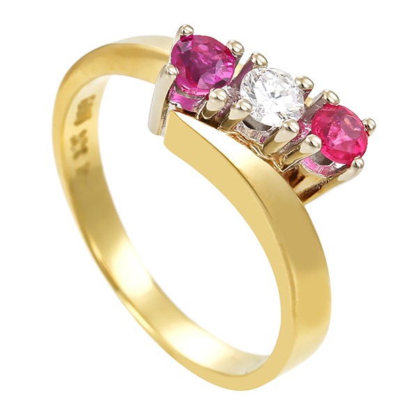 Ring, 14K, Gelb-/Weißgold, Brillant, Rubine Detailbild #1
