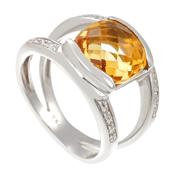 Ring, 18K, Weißgold, Schmuckstein, Diamanten Detailbild #1