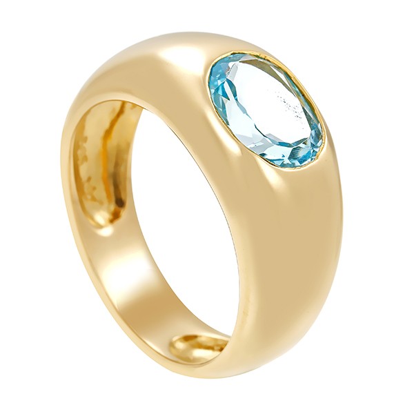 Ring, 14K, Gelbgold, Topas blau Detailbild #1
