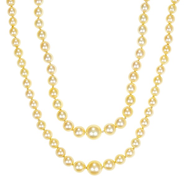 Perlenkette, 14K, Gelb-/Weißgold Detailbild #1