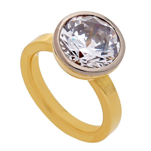 Ring, 18K, Gelb-/Weißgold, Zirkonia Detailbild #1