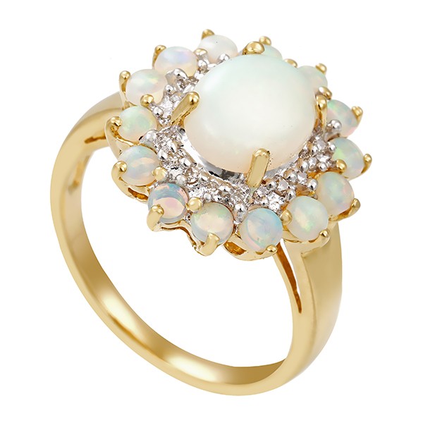 Ring, 14K, Gelbgold, Opal, Diamanten Detailbild #1