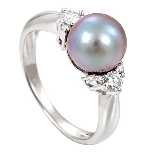 Ring, 18K, Weißgold, Tahiti-Perle, Brillanten Detailbild #1