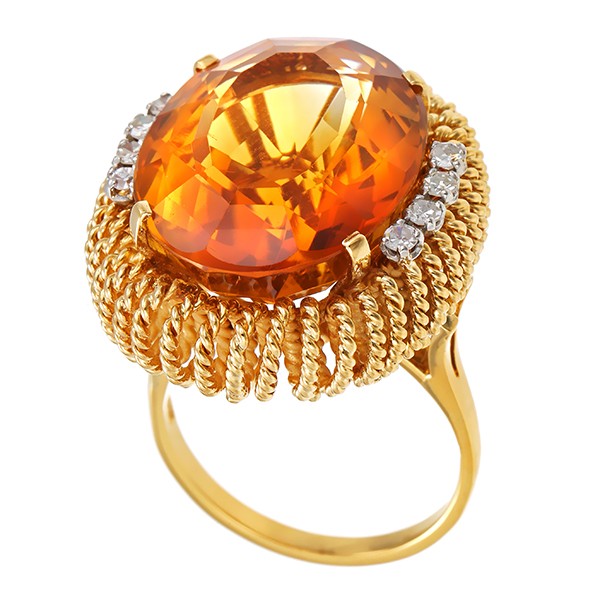 Ring, 18K, Gelb-/Weißgold, Citrin, Diamanten Detailbild #1