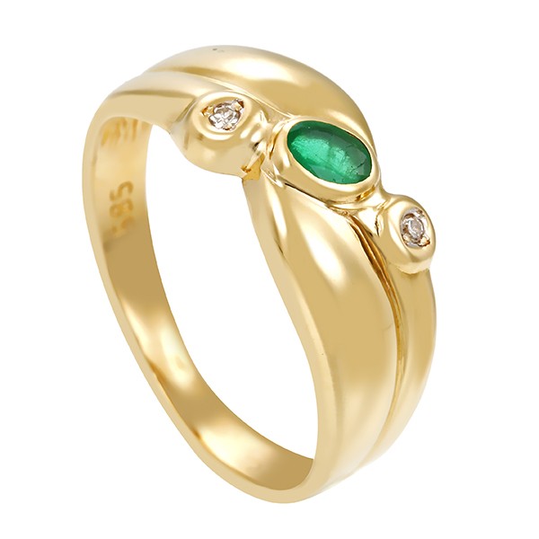 Ring, 14K, Gelbgold, Smaragd, Diamanten Detailbild #1