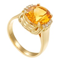 Damenring, 18, Gelbgold, Citrin, Diamanten Detailbild #1