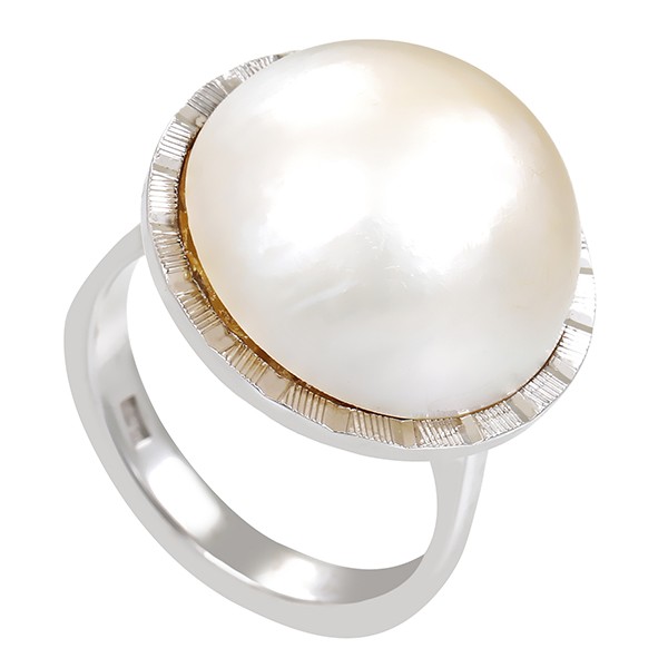 Ring, 18K, Weißgold, Mabe-Perle Detailbild #1