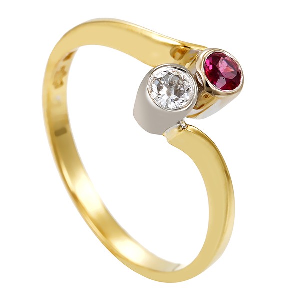 Ring, 14K, Gelb-/Weißgold, Rubin, Brillant Detailbild #1