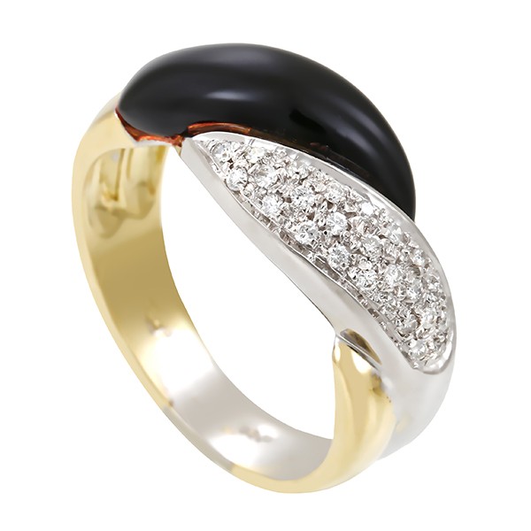 Ring, 14K, Gelb-/Weißgold, Onyx, Brillanten Detailbild #1