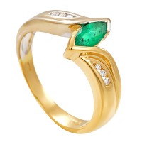 Ring, 18K, Gelb-/Weißgold, Smaragd, Brillanten Detailbild #1