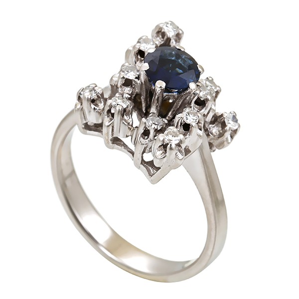 Ring, 18K, Weißgold, Diamanten, Saphir Detailbild #1