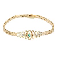 Armband, 14K, Gelbgold, Smaragd, Diamanten Detailbild #1
