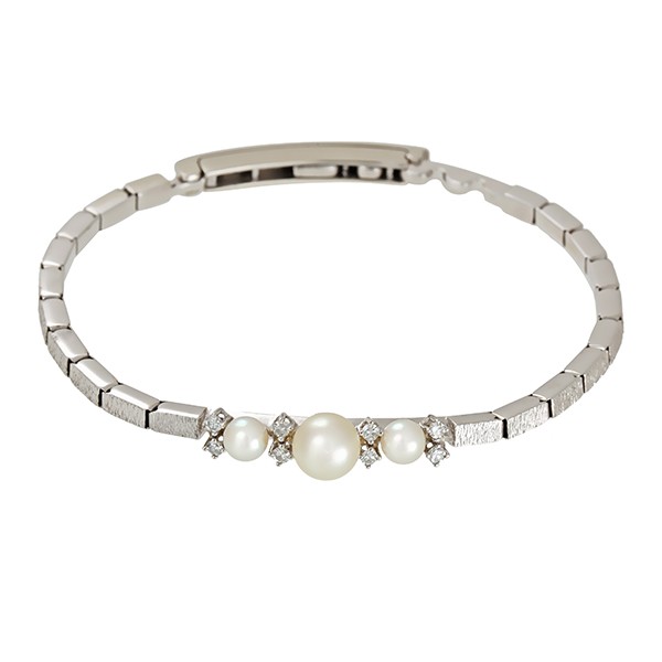 Armband, 14K, Weißgold, Perlen, Zirkonia Detailbild #1