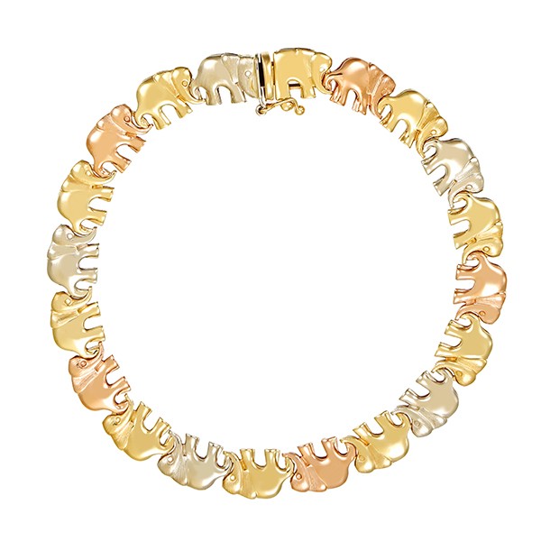 Armband, 14K, Rot,-/Weiß-/Gelbgold, Elefanten Detailbild #1