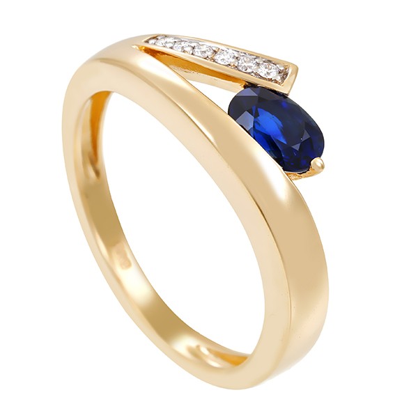 Ring, 14K, Gelb-/Weißgold, Saphir, Brillant Detailbild #1