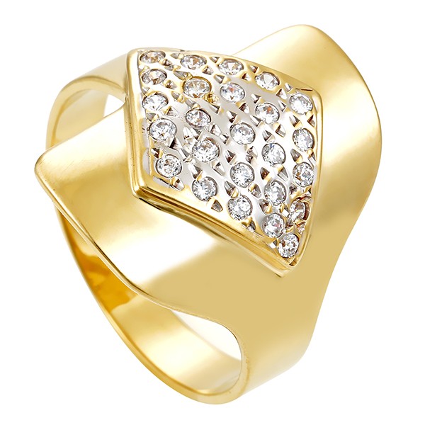 Ring, 14K, Gelb-/Weißgold, Zirkonia Detailbild #1