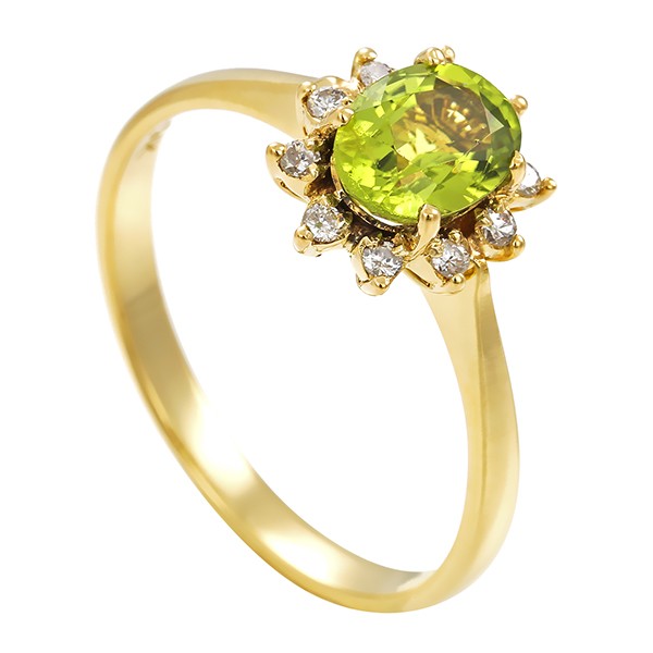Ring, 14K, Gelbgold, Peridot, Brillanten Detailbild #1