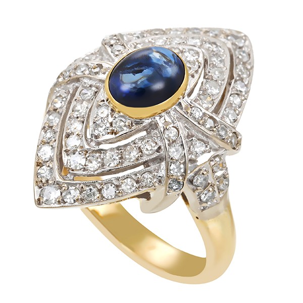 Ring, 18K, Gelb-/Weißgold, Saphir, Diamanten Detailbild #1