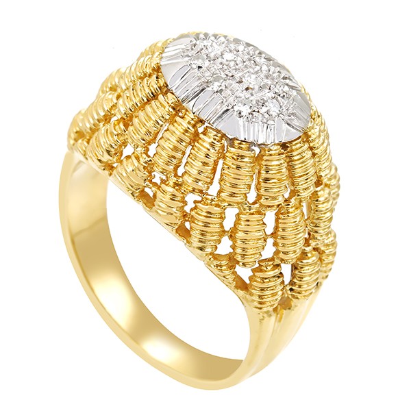 Ring, 18K, Gelbgold, Weißgold, Diamanten Detailbild #1