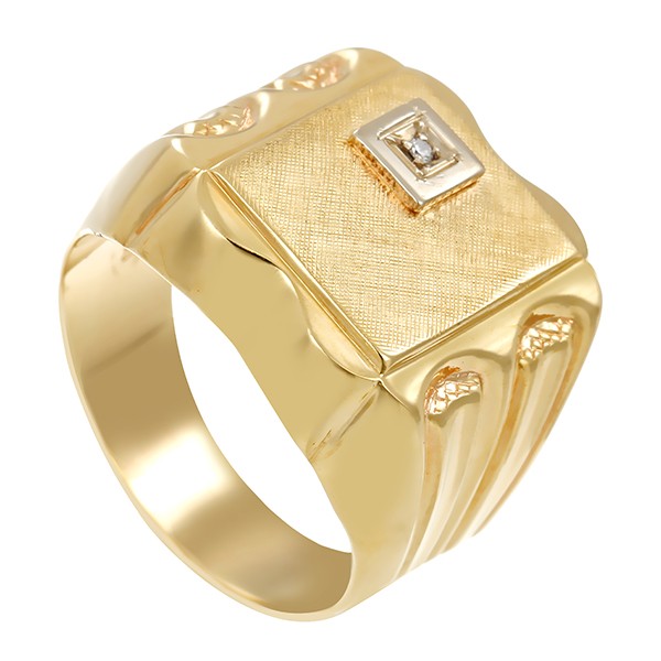 Herrenring, 14K, Gelb-/Weißgold, Diamant Detailbild #1