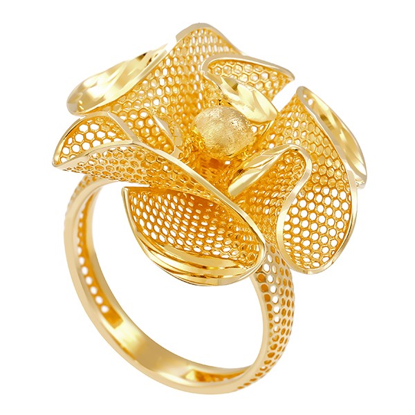 Damenring, 14K, Gelbgold, Blume Detailbild #1