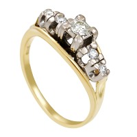 Ring, 14K, Gelbgold, Weißgold, Brillanten Detailbild #1