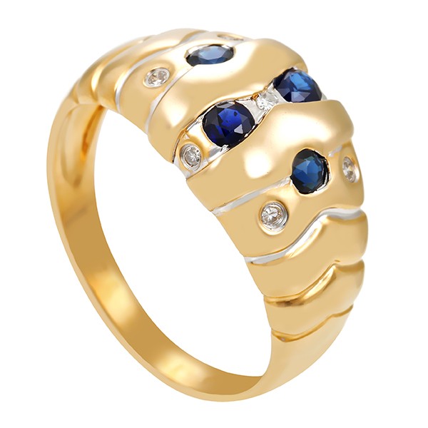 Ring, 14K, Gelbgold, Saphire, Diamanten Detailbild #1