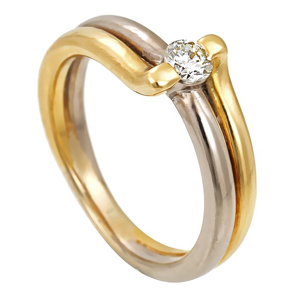 Ring, 18K, Gelbgold, Weißgold, Brillant Detailbild #1